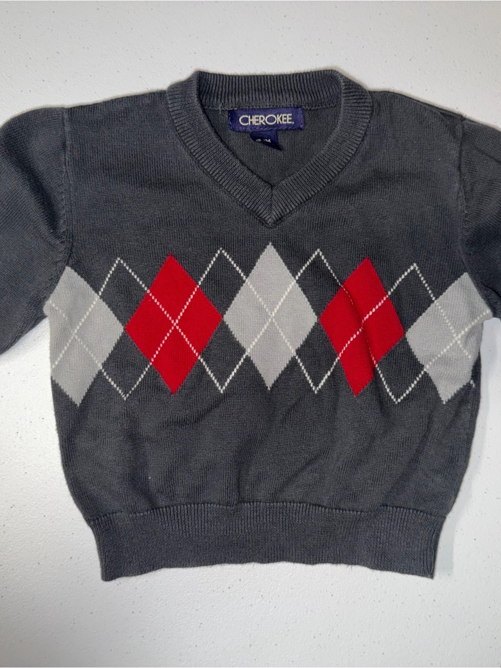 Cherokee: Baby Gray Plaid Sweater (12 Months)
